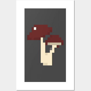 Brown Mushrooms Pixel Art Posters and Art